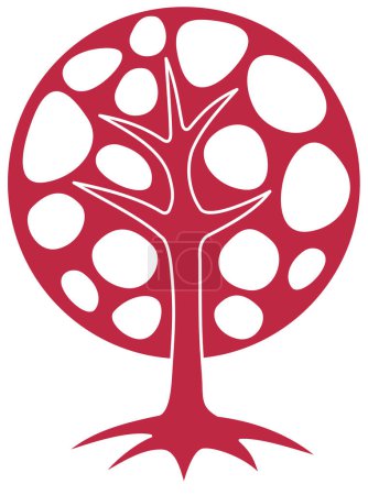 Téléchargez les photos : Tree of life in the center of the mandala. Color of 2023 viva magenta Spiritual and ecological sign. Symbol of different cultures and religions. Symbol of development, growth, sustainability. Vector graphics. - en image libre de droit