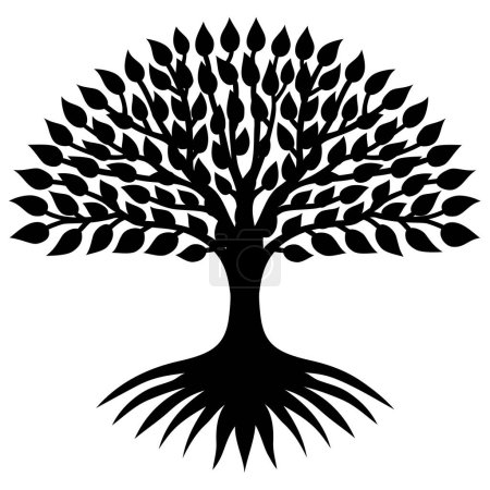 Téléchargez les photos : Tree of life. Spiritual and ecological sign. Symbol of different cultures and religions. Symbol of development, growth, sustainability. Tattoo. Black and White. Vector graphics - en image libre de droit