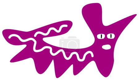 Téléchargez les photos : Chat fou violet joyeux abstrait. Dessin stylisé symbolique. Graphiques vectoriels. - en image libre de droit