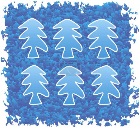 Téléchargez les photos : Silhouettes d'arbres de Noël sur un fond bleu d'hiver fait de dégradés. Nouvel An Noël. Graphiques vectoriels - en image libre de droit