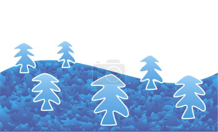 Téléchargez les photos : Paysage hivernal avec sapins stylisés. Nouvel An et Noël. Graphiques vectoriels. - en image libre de droit