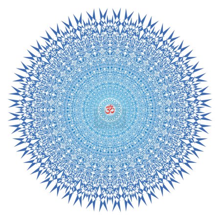Téléchargez les photos : Mandala ajouré en bleu avec le signe aum, om, ohm - en image libre de droit