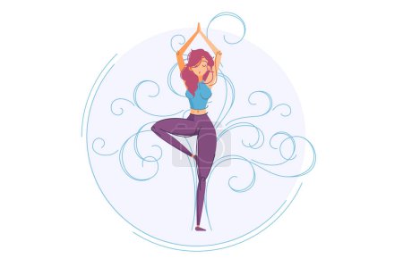 Gelassene Yoga Balance Pose, Vektorillustration. Ruhige Darstellung einer Yoga-Balance-Praxis.