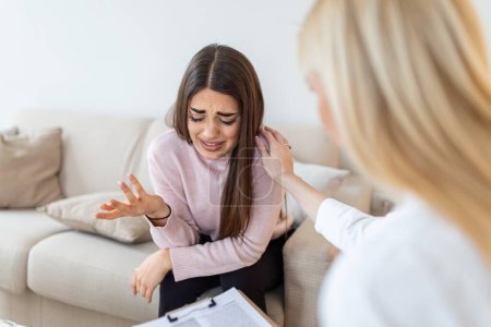 Photo for Healthcare concept of professional psychologist doctor consult in psychotherapy session or counsel diagnosis health.Digital health concepts. therapy session - Royalty Free Image