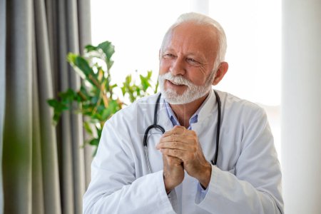Photo for Portrait of senior mature health care professional, doctor, with stethoscope - Royalty Free Image