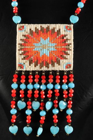 women's necklace made of colorful beads