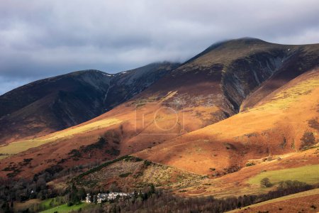 Photo for Beautiful sunrise golden hour light on the slopes of Skiddaw in the English Lake District - Royalty Free Image