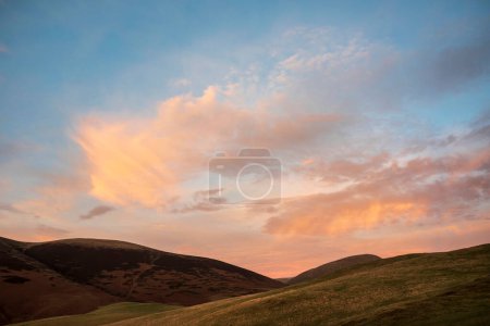 Photo for Beautiful Winter sunset landscape over Latrigg Fell in Lake District - Royalty Free Image