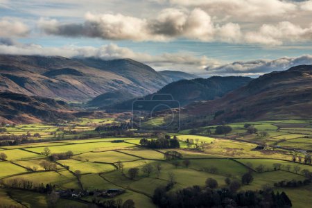 Photo for Beautiful early Winter morning landscape view from Latrigg Fell in Lake District across towards Blencathra range - Royalty Free Image