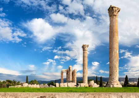 Photo for The Temple of Olympian Zeus (Olympion or Columns of the Olympian Zeus), is a monument of Greece and a former colossal temple at the center of the Greek capital Athens, Greece. - Royalty Free Image