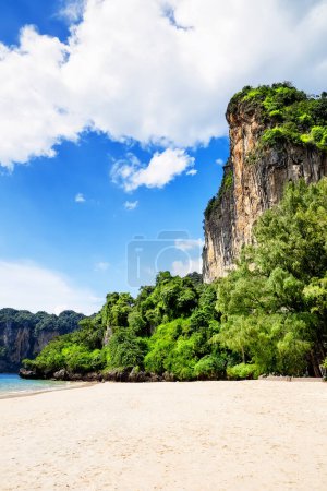 Photo for Beautiful sand Railay Beach in Krabi province. Ao Nang, Thailand. Stunning view of Railay Beach in Krabi, Thailand - Royalty Free Image
