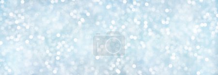 Photo for Panorama of decorative Christmas background with bokeh lights and snowflakes. Christmas and Happy New Year blue panoramic background with snowflake. Winter landscape with falling snow. - Royalty Free Image