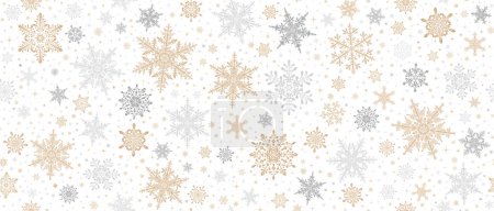 Photo for Seamless decorative Christmas background with stars and snowflakes. Christmas and Happy New Year golden and silver background with snowflakes. - Royalty Free Image