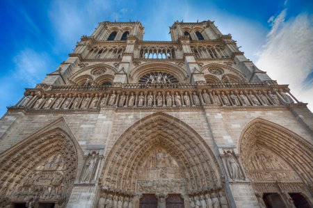 Photo for Front facade and main door of Notre Dame cathedral in Paris before the devastating fire - Royalty Free Image