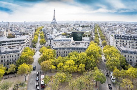 Panoramic view of Paris taken from the Triumphal Arch, France