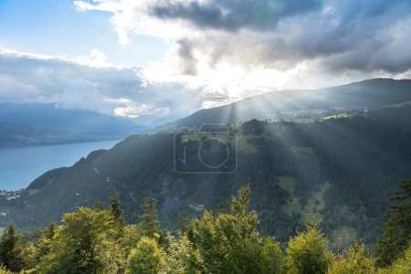Photo for Aerial nature view from top of Interlaken, Harder Kulm, Switzerland - Royalty Free Image