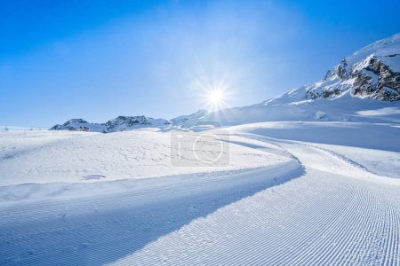 Winter snow covered mountain Allalin, Saas-Fee, Switzerland
