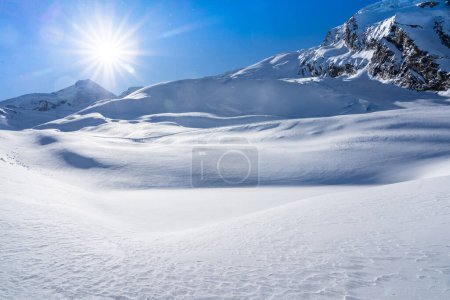 Winter snow covered mountain Allalin, Saas-Fee, Switzerland
