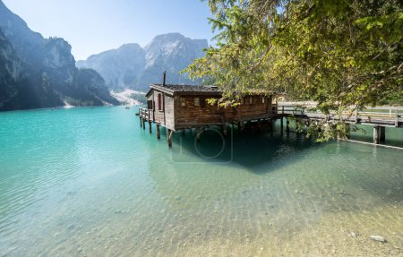 Pragser See in Dolomiten, Südtirol, Italien