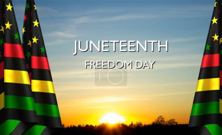Foto de Bandera Alternativa Juneteenth. Juneteenth es un feriado federal en los Estados Unidos que conmemora la emancipación de los afroamericanos esclavizados - Imagen libre de derechos