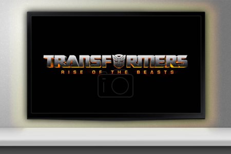 Photo for Transformers Rise of the Beasts movie on TV screen. Moscow, Russia - May, 2023. - Royalty Free Image