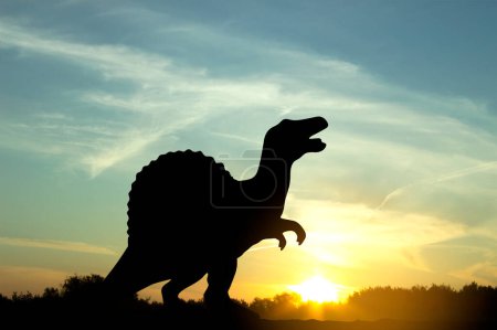 Foto de Silueta de dinosaurio contra el atardecer - Imagen libre de derechos