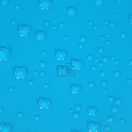 Téléchargez les photos : Gouttelettes d'eau sur fond bleu. 3d-rendu - en image libre de droit