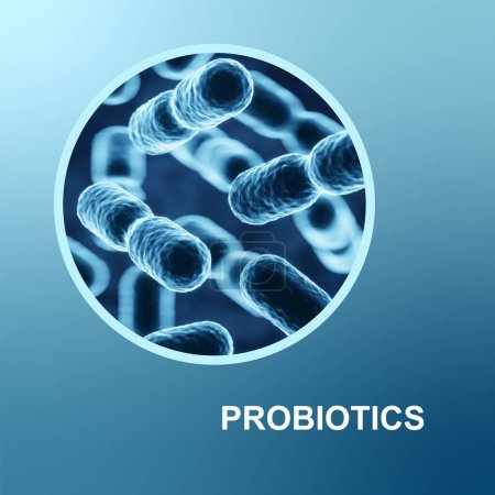 Foto de Probióticos para el organismo. Microbioma en el sistema inmunitario. Experiencia en salud humana. 3d-renderizado - Imagen libre de derechos