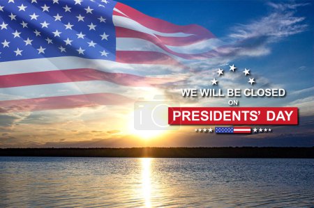 Photo for Presidents' Day Background Design. We will be Closed on Presidents' Day - Royalty Free Image