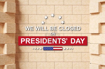 Photo for Presidents' Day Background Design. We will be Closed on Presidents' Day - Royalty Free Image
