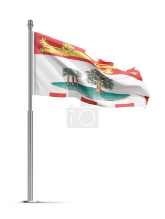 Flag of Prince Edward islands isolated on white background. Province of Canada. 3d-rendering