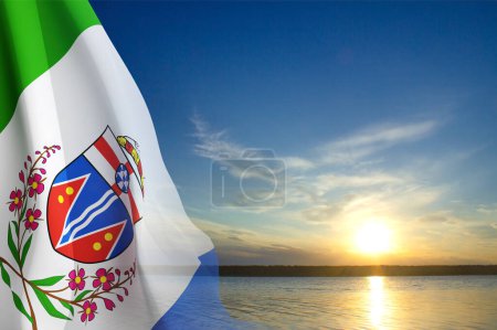 Flag of Yukon against the sunset. Territory of Canada