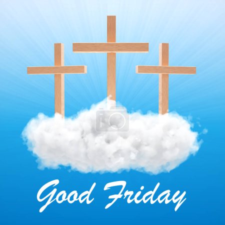 Téléchargez les photos : Vendredi saint nuages fond avec des croix. 3d-rendu - en image libre de droit