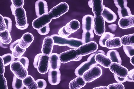 Probiotika Lactobacillus acidophilus. Der menschliche Mikrobiom-Hintergrund. 3d-rendering