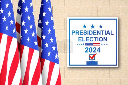 USA presidential election 2024. Election voting banner. . 3d-rendering