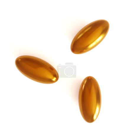 Omega 3 gel capsules isolated on white background. 3d-rendering