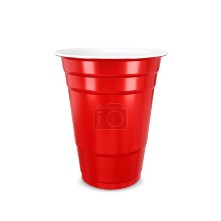 Rote Party-Tasse isoliert auf weißem Hintergrund. 3d-rendering