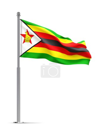 Flagge Simbabwes isoliert auf weißem Hintergrund. 3d-rendering
