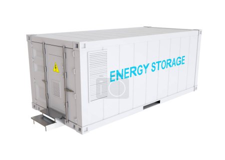 Sistema de almacenamiento de energía o unidad de contenedor de batería. 3d-renderizado