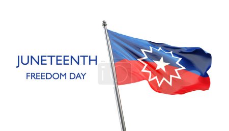 Juneteenth Flag on white background. Juneteenth Freedom Day. June 19, Since 1865. 3d-rendering