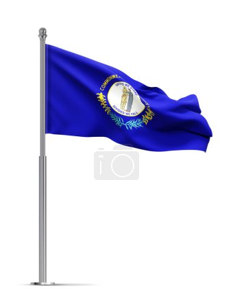 Bandera de Kentucky - Estado de los Estados Unidos - aislada sobre fondo blanco. 3d-renderizado