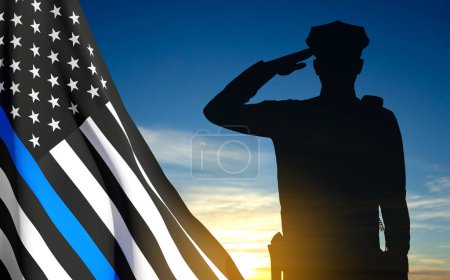 Ilustración de Thin Blue Line. National Law Enforcement Appreciation Day. EPS10 vector - Imagen libre de derechos