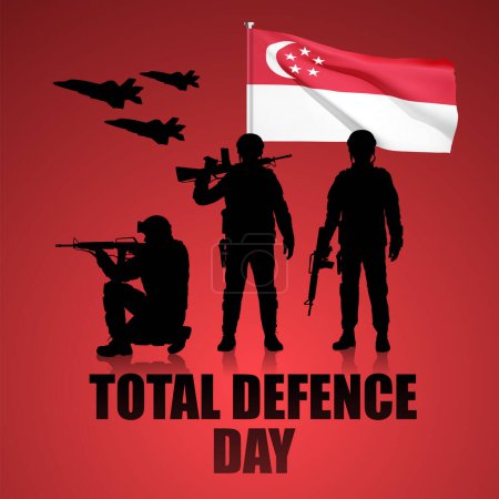Foto de Total Defense Day of Singapore - Concept. February 15. EPS10 vector - Imagen libre de derechos