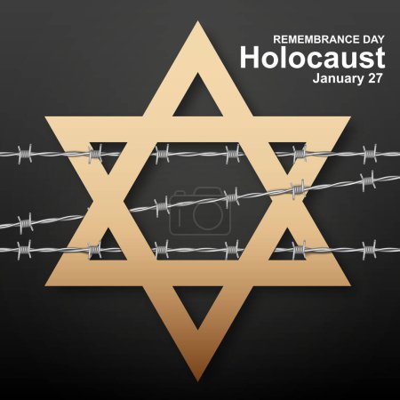 Illustration for Holocaust Remembrance Day. Star of David with barbed wire. EPS10 vector - Royalty Free Image