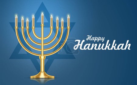 Téléchargez les illustrations : Jewish holiday Hanukkah background with menorah and burning candles. EPS10 vector - en licence libre de droit