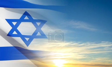 Illustration for Israeli flag with a star of David. Patriotic concept. EPS10 vector - Royalty Free Image