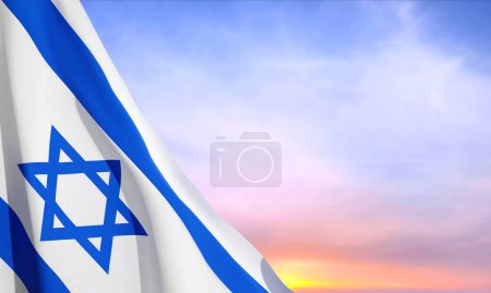 Illustration for Israeli flag with a star of David. Patriotic concept. EPS10 vector - Royalty Free Image