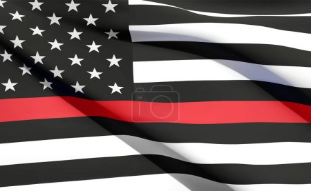 Illustration for Thin Red Line. Firefighter Flag. Remembering, memories on fallen fire fighters officers on duty. EPS10 vector - Royalty Free Image
