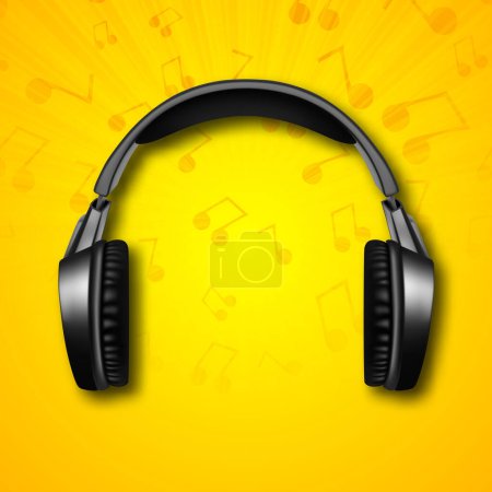 Illustration for Headphones on yellow background. Music concept. EPS10 vector - Royalty Free Image