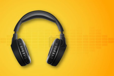 Illustration for Wireless headphones on yellow background. Music concept. EPS10 vector - Royalty Free Image